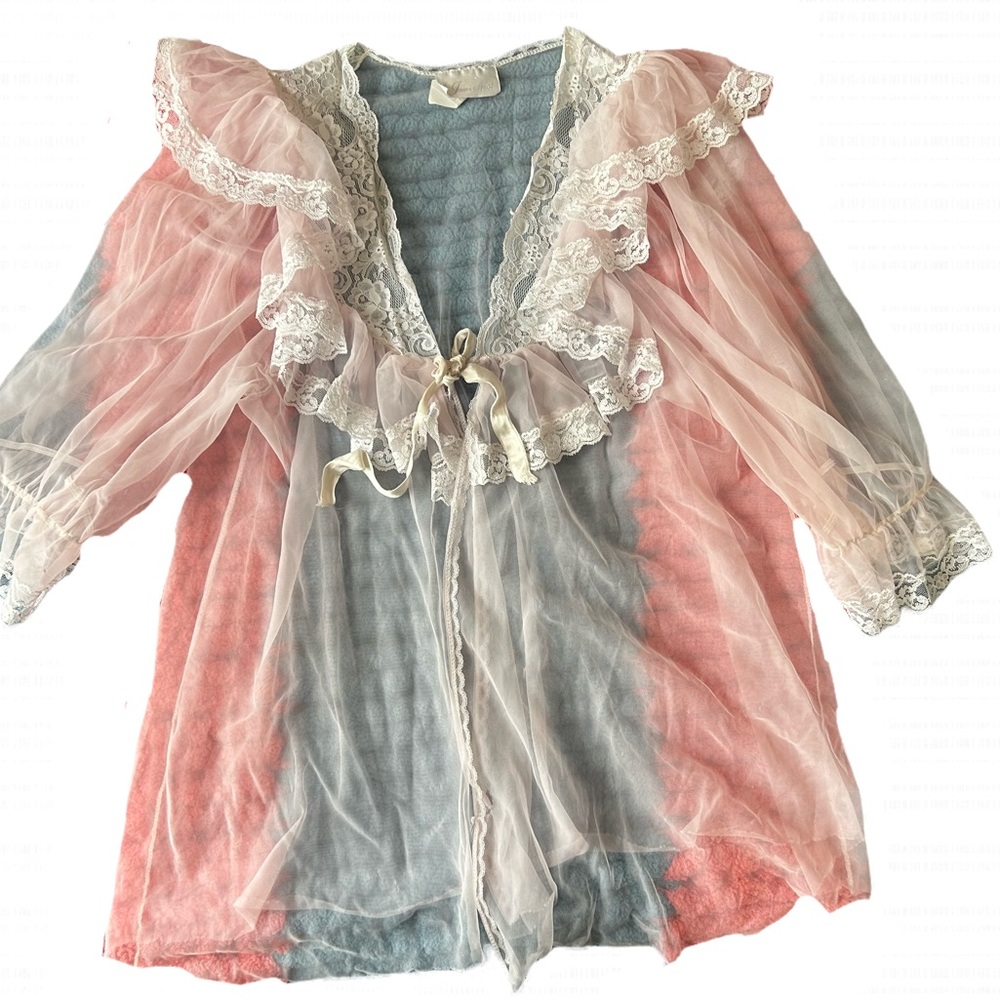 Vintage Pink Sheer Peignoir
